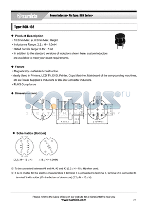 RCH-108 datasheet - Power Inductor< Pin Type : RCH Series>