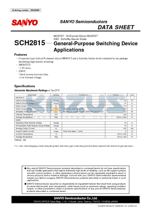 SCH2815 datasheet - MOSFET : N-Channel Silicon MOSFET MOSFET General-Purpose Switching Device