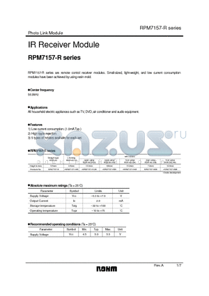 RPM7157-H13R datasheet - IR Receiver Module