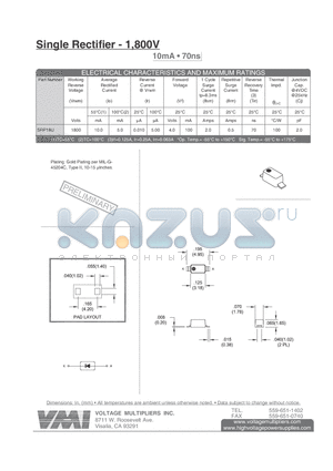 SRP18U datasheet - Single Rectifier - 1,800V