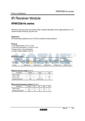 RPM7236-HX datasheet - IR Receiver Module