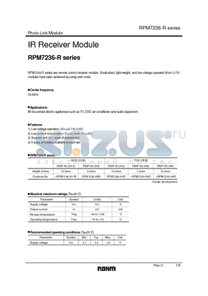 RPM7236-R datasheet - IR Receiver Module