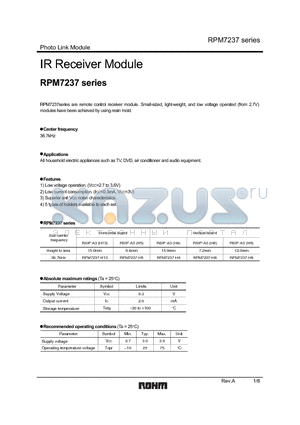 RPM7237-H13 datasheet - IR Receiver Module