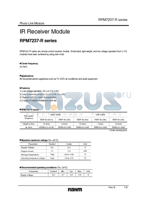 RPM7237-H13R datasheet - IR Receiver Module