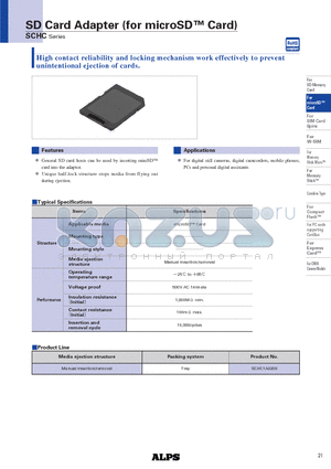 SCHC datasheet - SD Card Adapter (for microSD Card)