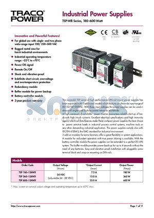 TSP600-124WR datasheet - Industrial Power Supplies