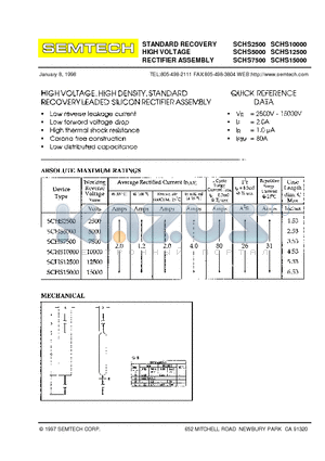 SCHS10000 datasheet - STANDARD RECOVERY HIGH VOLTAGE RECTIFIER ASSEMBLY