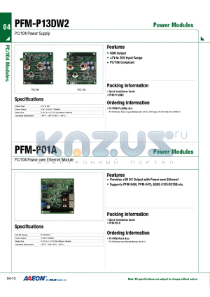 PFM-P01A datasheet - Provides 5V DC Output with Power over Ethernet