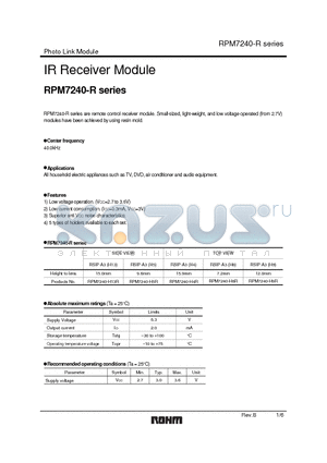 RPM7240-H9R datasheet - IR Receiver Module