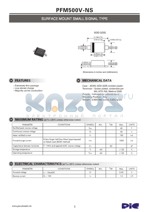 PFM500V-NS datasheet - SURFACE MOUNT SMALL SIGNAL TYPE