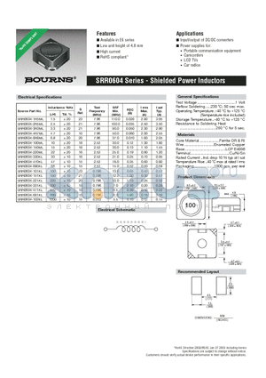 SRR0604-100ML datasheet - Shielded Power Inductors