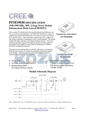 PFM19030SM datasheet - 1930-1990 MHz, 30W, 2-Stage Power Module Enhancement-Mode Lateral MOSFETs