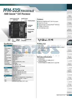 PFM-535I datasheet - AMD Geode GX1 Processor