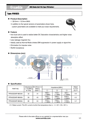 PFN1025 datasheet - EMC Choke Coil