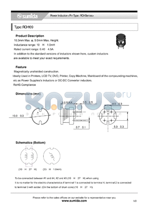 RCH109 datasheet - Power Inductor< Pin Type : RCH Series>