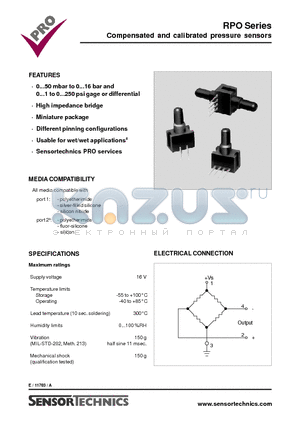 RPOB001D6A datasheet - Compensated and calibrated pressure sensors