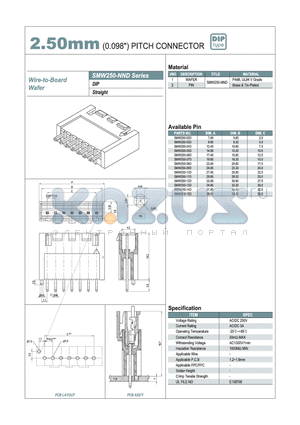 SMW250-13D datasheet - 2.50mm PITCH CONNECTOR