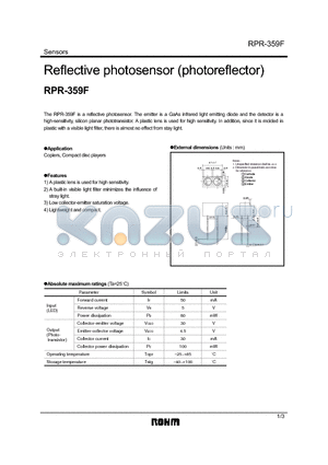 RPR-359F datasheet - Reflective photosensor (photoreflector)