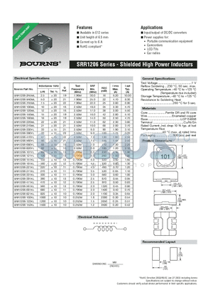 SRR1206-470YL datasheet - Shielded High Power Inductors