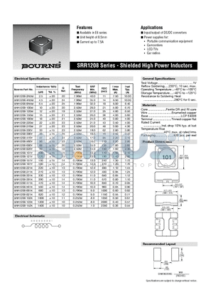 SRR1208-120M datasheet - Shielded High Power Inductors