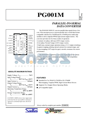 PG001M datasheet - PARALLEL-TO-SERIAL DATA CONVERTER