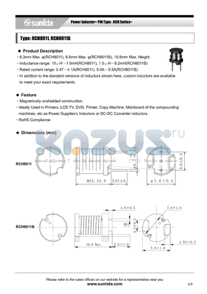 RCH8011BNP-4R7N datasheet - Power Inductor< PIN Type : RCH Series>