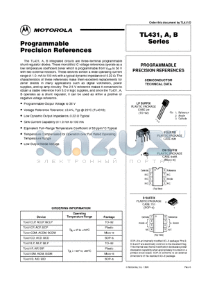 TL431AIP datasheet - PROGRAMMABLE PRECISION REFERENCES