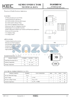 PG03DBVSC datasheet - TVS Diode for ESD Protection in Portable Electronics