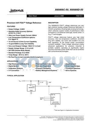 X60008CIS8Z-50 datasheet - Precision 5.0V FGA Voltage Reference