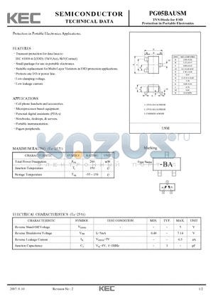 PG05BAUSM datasheet - Protection in Portable Electronics Applications.