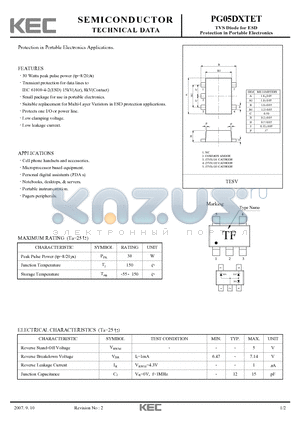 PG05DXTET datasheet - Protection in Portable Electronics Applications.