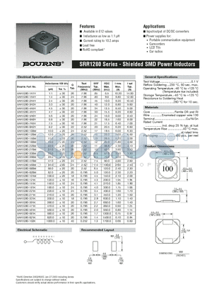 SRR1280-391K datasheet - SRR1280 Series - Shielded SMD Power Inductors