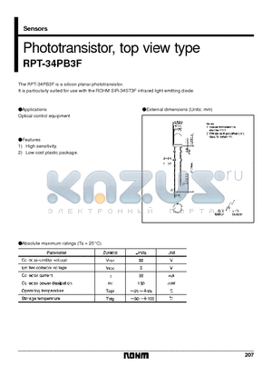 RPT-34PB3F datasheet - Phototransistor, top view type
