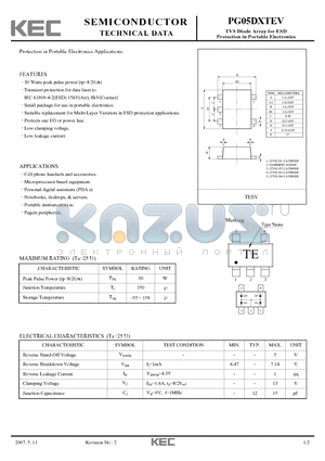 PG05DXTEV datasheet - Protection in Portable Electronics Applications.