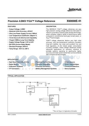 X60008XIS8-41 datasheet - Precision 4.096V FGA Voltage Reference
