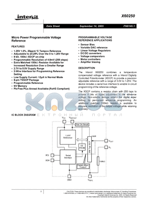 X60250 datasheet - Micro Power Programmable Voltage Reference