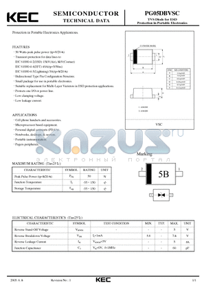 PG05DBVSC datasheet - TVS Diode for ESD Protection in Portable Electronics