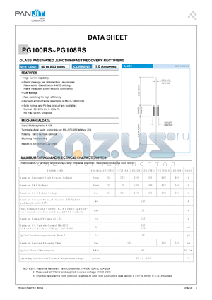 PG100RS_04 datasheet - GLASS PASSIVATED JUNCTION FAST RECOVERY RECTIFIERS