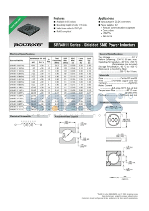 SRR4011-101YL datasheet - Shielded SMD Power Inductors