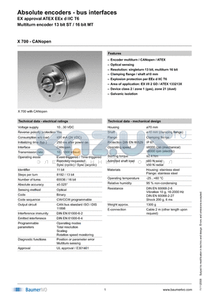 X700.1119A5 datasheet - Absolute encoders - bus interfaces