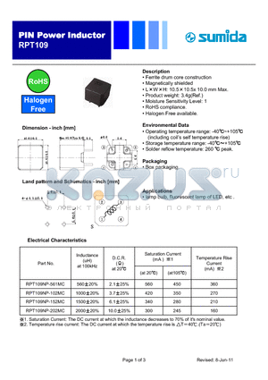RPT109NP-102MC datasheet - Power Inductor