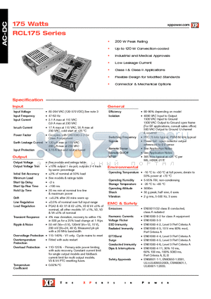 RCL175PD22 datasheet - AC-DC Power Supplies