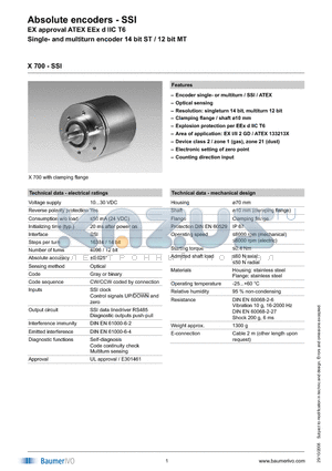 X700.M111202 datasheet - Absolute encoders - SSI