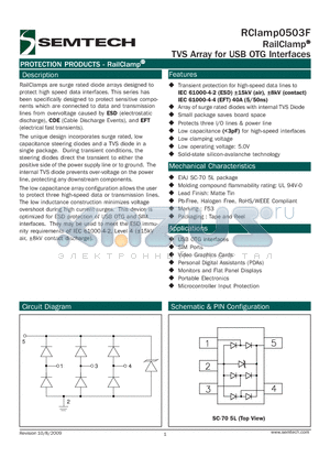 RCLAMP0503F datasheet - RailClamp^ TVS Array for USB OTG Interfaces