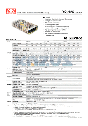 RQ-125C datasheet - 125W Quad Output Switching Power Supply