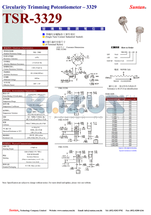 TSR-3329 datasheet - Circularity Trimming Potentiometer - 3329