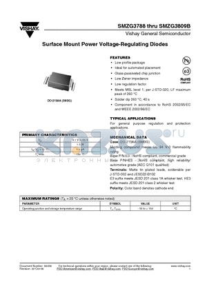 SMZG3788A-E3/52 datasheet - Surface Mount Power Voltage-Regulating Diodes