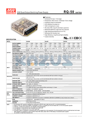 RQ-50C datasheet - 50W Quad Output Switching Power Supply