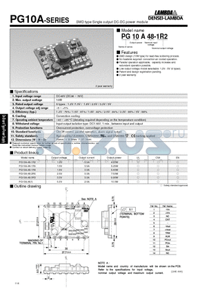 PG10A-48-1R8 datasheet - SMD type Single output DC-DC power module