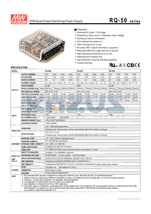 RQ-50_11 datasheet - 50W Quad Output Switching Power Supply